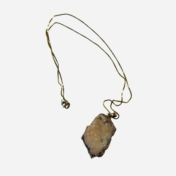 Gold Gemstone Pendant Necklace Crystal - Picture 3 of 7
